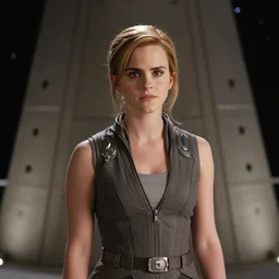 beautiful still of Emma Watson in Stargate SG-1 in front of the star gate