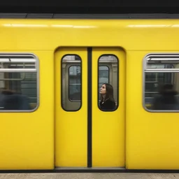 yellow ubahn subway in berlin germany, sense of longing, rule of thirds, clever design, decorative modern graphic design border, by hannah hoch and jesse treece and christian jackson and josh brill