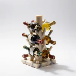 marble wine rack, professional product shot, isolated on a pure white background, centered, entire object in frame, sharp focus, soft studio lighting