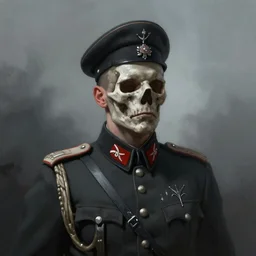 portrait of dead military german general, digital painting, artstation, concept art, by donato giancola, Sean Yoro, Greg Rutkowski, trending on Artstation, Joseph Christian Leyendecker, WLOP, Boris Vallejo, dark, moody, foggy
