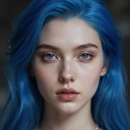 hd photograph of a pretty girl with blue hair, close up portrait, skin texture, in the style of ilya kuvshinov, canon eos r 3, f / 1. 4, iso 2 0 0, 1 / 1 6 0 s, dramatic lighting, fantasy, intricate, elegant, highly detailed, lifelike, photorealistic, digital painting, bokeh, hdr, high resolution, artstation, concept art, smooth, sharp focus, art by krenz cushart and albert aublet