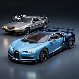 a single bugatti type 5 7 sc atlantic and delorean hybrid, dslr, volumetric lighting