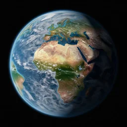 realistic complex whole planet seen from space, painted by andreas rocha