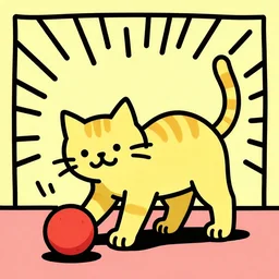 happy cat with ball, keith haring, - 6