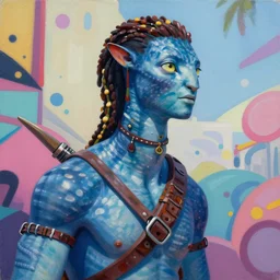 greg manchess portrait painting of na'vi from the movie avatar as overwatch character, medium shot, asymmetrical, profile picture, organic painting, sunny day, matte painting, bold shapes, hard edges, street art, artstation, by huang guangjian, gil elvgren, ruan jia, greg rutkowski, gaston bussiere