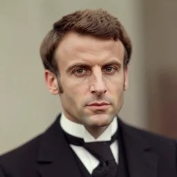 photograph of emmanuel macron by edwardian, male, 1 9 0 0 s, 1 9 1 0 s, grainy, slightly blurry, faded, realistic face