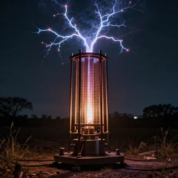 a tesla coil device, electricity plasma arching, antique