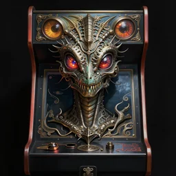 arcade machine mf doom reptile eyes, metal led skin. intricate, elegant, highly detailed, centered, digital painting, artstation, concept art, smooth, sharp focus, illustration, artgerm, tomasz alen kopera, peter mohrbacher, donato giancola, joseph christian leyendecker, wlop, frank frazetta