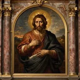 A holy painting on an altarpiece of pop culture memes by Caravaggio,