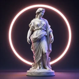 renaissance statue in a bright neon ring, digital art, 3 d render, ray tracing, hyper - realistic, hyper detailed, 8 k resolution, sharp focus