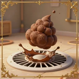 flying poop splashes across an indoor ventilator midair, trending on artstation, digital art, magazine cover, extremely detailed, ornate