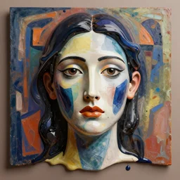 3 d liquid simulation with melting face, beautiful model face, kandinski, monet, picasso, artstation, octane render, unreal engine, luxury elegant art, art noveau