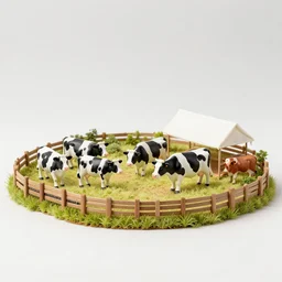 dairy farm diorama, miniature