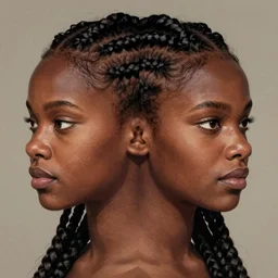 black african emma watson symmetrical portrait, cornrows braids, intricate, elegant, highly detailed, concept art, sharp focus, illustration, aleksi briclot, rutkowski, alphonse mucha