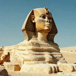 3 d render of kelsey grammer's head on a sphinx body, egyptology, ancient aliens, grainy cinestill film landscape photo, blender, monument, 8 k