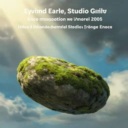 big stone covered by moss in the sky, in the air, fly,'eyvind earle, studio ghibli painting, cinematic lighting, volumetric lighting, smooth, sharp focus, highly detailed, render in unreal engine 5, artstation, deviantart, behance, trending, epic composition, octane, light rays, award - winning