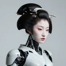 fine art portrait head shot minimal stunning geisha cyborg mech by ilm and bill sienkiewicz and emmanuel shiu, zaha hadid, simplified neo - futuristic tactical, posed feminine, studio, mamiya 6 5 mm photograph, iso 4 0 0, f / 5. 6, hyperrealism, studio lighting, high detail, sharp focus, trending artstation, cgsociety