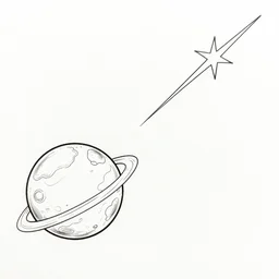 ink lineart drawing of a shooting star towards a planet, comet, wide angle, seen from space, artstation, etchings by goya, chinese brush pen, illustration, high contrast, deep black tones contour