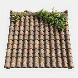 overgrown with plants, roofing tiles texture, medieval, photo 3d, substance designer, tiled, plain view