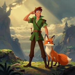 disney's robin hood the fox, in the style of don bluth