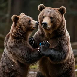 A man punching a bear