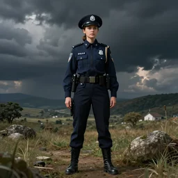 Female in police uniform. By Rembrandt and artstation trending