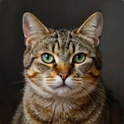 ultra realistic portrait painting of cat, art by frank frazetta, 4 k, ultra realistic, highly detailed, epic lighting