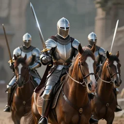 Knights Templar with Jedi Swords Riding on Horses, DSLR, Depth of Field, Gamma, 4k, hd, detailed, cinematic