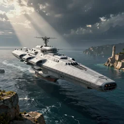 empire stardestroyer over bordeaux into a lagoon by aenaluck, octane render, 8 k