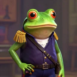 Pepe the Frog Cosplaying August von Mackensen, modeling, posing, photorealistic lighting, professional lighting, vibrant colors, maximalism, ultra facial detail, gta 5 skin tone, photorealistic skin tone, Tooth Wu Artgerm Greg Rutkowski Alphonse Mucha Beeple artstation deviantart, 8k, fanart, extreme aesthetic