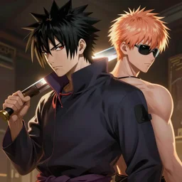hyper-realistic kakashit hatake + genos from one punch man