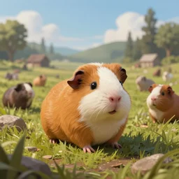 cute little anthropomorphic Guinea Pig Battlefield I cover art, ultra wide lens shot , tiny, small,  short, cute and adorable, pretty, beautiful, DnD character art portrait, matte fantasy painting, DeviantArt Artstation, by Jason Felix by Steve Argyle by Tyler Jacobson by Peter Mohrbacher, cinematic lighting
