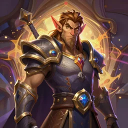 Portrait of a Hearthstone character mage paint concept Blizzard pixar maya engine on stylized background splash comics global illumination lighting artstation, HDstation, Cohesivestation, WellDrawedStation, PerfectEyesStation