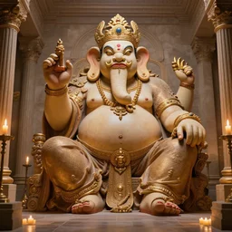 temple of big chungus photorealistic interior 8k, statue in a candlelit hall