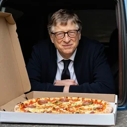 the russian mafia has captured bill gates hiding underneath a pizza box