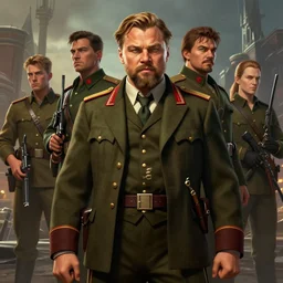 russian bolshevik leader vladimir lenin played by leonardo dicaprio in team fortress 2 style, epic, tragic, military art, fantasy, hd shot, digital portrait, beautiful, artstation, comic style, by artgerm, guy denning, jakub rozalski, magali villeneuve and charlie bowater