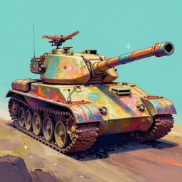a beautiful painting of a battle tank made of psychedelic mantis shrimp | graphic novel:.1 | unreal engine:.5