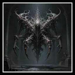 professional concept art of a symmetrical fractal ominous floating robotic terrifying thing in a dark room by artgerm and greg rutkowski ( thin white border ). an intricate, elegant, highly detailed digital painting, concept art, smooth, sharp focus, illustration, in the style of cam sykes, wayne barlowe, igor kieryluk.
