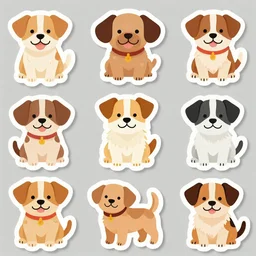 A sticker pack of dogs, digital art, vector image, illustrator, 8k resolution