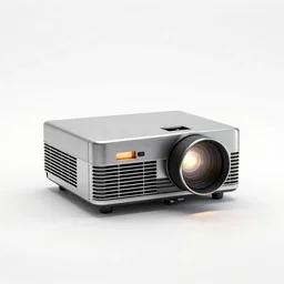 vintage projector, stylized 3d render, isolated on a pure white background, centered, entire object in frame, sharp focus, soft studio lighting