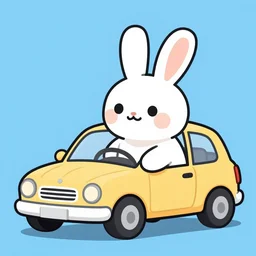 rabbit car, digital art