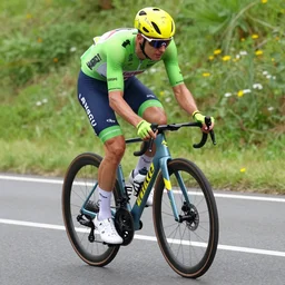 bike rider with pickle rick as his leg in the tour de france, action shot, high quality photograph, high resolution