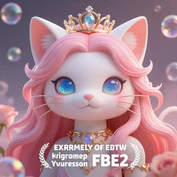 close up of an extremely beautiful elokitty, cat girl. Poster design, digital art illustration, Trending on DeviantArt, Artgerm, volumetric lighting, dreamscape maximized, vibrant mood, rose tones, concept art, smooth, ethereal, rainbow bubbles, Aetherpunk, extremely detailed masterpiece, winning award piece, regal, Exquisite detail, post-processing, Unreal Engine, 8k, HD, trending on artstation flawless