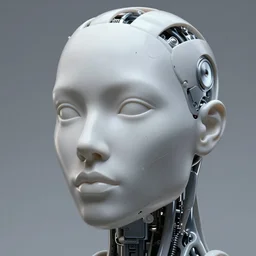 a melancholic realistic 8k Sculpture of a complex robotic human face, liquid simulation, dramatic lighting, silver gold red details, hexagonal mesh wire, filigree intricate details, cinematic, fleshy musculature, white blossoms, elegant, octane render, art nouveau, 8k post-processing, intricate artwork by greg rutkowski