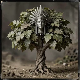 depth of field, dusty, old tintype, realistic armoured tree made of leaves, dramatic light, dystopian environment, intricate, elegant, highly detailed, headdress, artstation, sharp focus, artgerm, tomasz alen kopera, peter mohrbacher, donato giancola, boris vallejo, frank frazetta