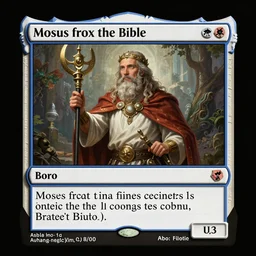 Moses from the Bible in the style of a Magic the Gathering Card