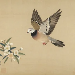 A spotted dove flying in Lujiazui, Qing dynasty painting