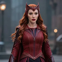 fully closed The Scarlet Witch, Perfect face, fine details, high detail, high modernization, ultra mega super hyper realistic, ultra mega super hyper beautiful, full body,
