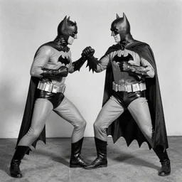 old black and white photo, 1 9 2 5, depicting batman fighting a bad guy in an alley of new york city, tommy gun, rule of thirds, historical record