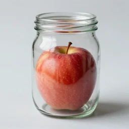 a photography of an apple inside a jar
